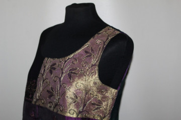 Bluză de ocazie Jacqueline Riu – patchwork elegant cu broderie auriu, anii ’90 - Img 4