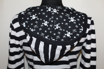Bluză retro dungi alb‑negru cu glugă – repro anii ’70, casual chic - Img 4