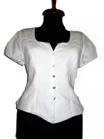 Bluza vintage alba din poplin gofrat anii '50
