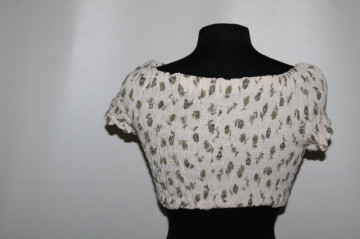 Bustieră vintage creponată cu print floral kaki – anii ’90 - Img 5