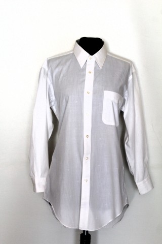 Cămașă bărbătească Balmain anii ’80 – poplin bumbac alb cu model geometric