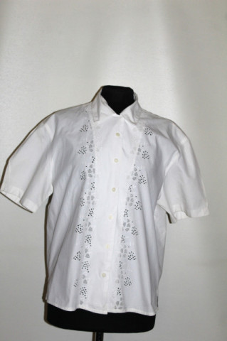 Cămașă broderie spartă Esprit din poplin alb – vintage