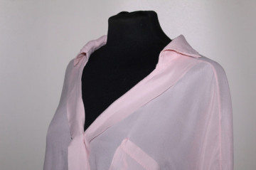 Cămașă roz porțelan – chiffon & jerse fin, vibe retro - Img 4