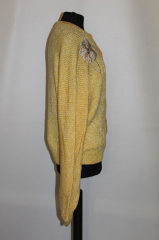 Cardigan galben flori brodate anii 70