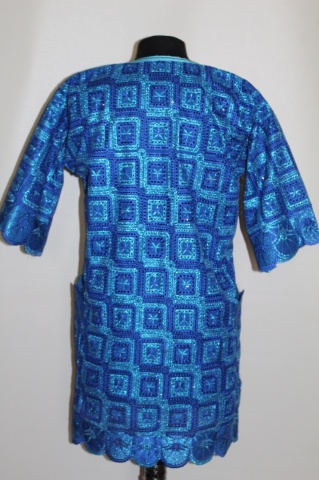Costum etnic albastru imperial – stil indian, set tunică și pantaloni - Img 6