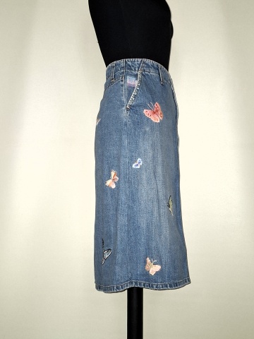 Fustă denim Gap cu broderie fluturi - Img 2
