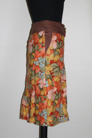Fustă Falla Collection cu print floral și fructe – retro repro anii ’80 - Img 2