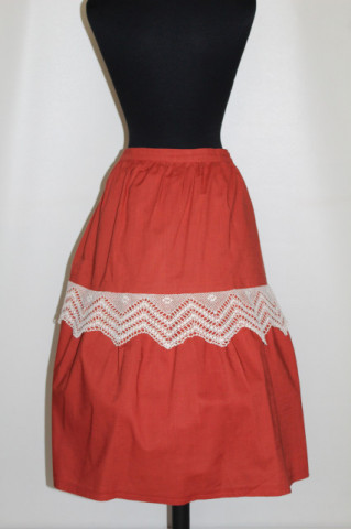 Fustă vintage cărămizie cu dantelă – anii ’50 - Img 3