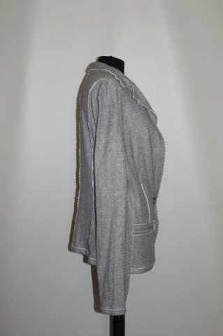 Jachetă Stefanel gri deschis anii ’90 – jersey fin bumbac, casual retro - Img 3
