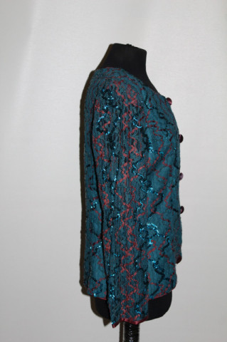 Jacheta vintage de ocazie albastru Blue Chill cu paiete anii '70