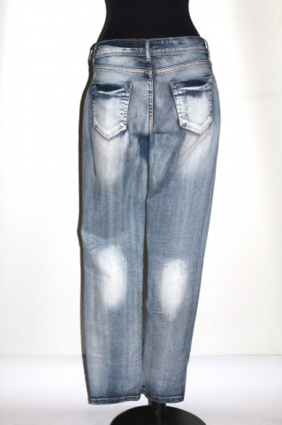 Jeans Janina Denim prespălați cu cristale – denim albastru slim - Img 4