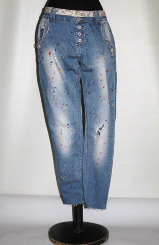 Jeans Tinddo Fashion Style – denim pictat cu rupturi, retro anii ’90