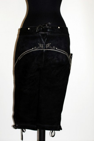 Pantaloni tirolezi din piele intoarsa neagra anii '80