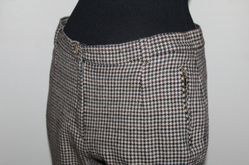 Pantaloni vintage pied‑de‑poule – clasic retro ’90 cu carouri bej & maro - Img 5