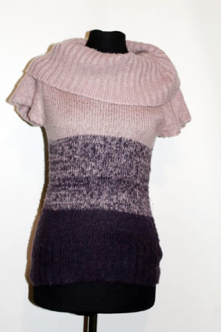 Pulover maneci scurte dungi violet repro anii '70