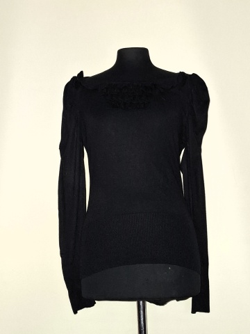 Pulover negru volănașe Quality Apparel - Img 1