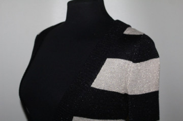 Pulover retro cu dungi negre și aurii – repro anii ’70, look nautic  - Img 5