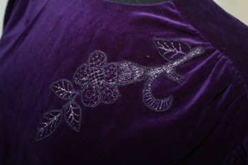 Rochie de ocazie din catifea violet anii '70 - '80