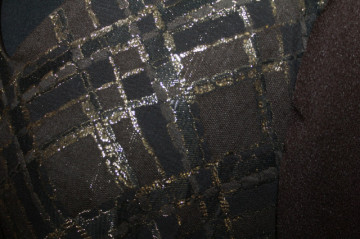 Rochie de seară maro cu lurex – model geometric, anii ’70 - Img 5