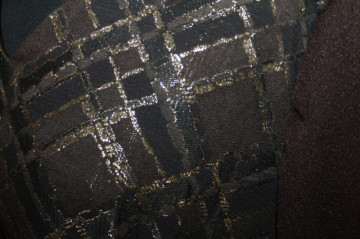 Rochie de seară maro model geometric lurex anii 70