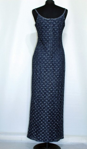 Rochie de seara vintage bleumarin cu lame anii '70