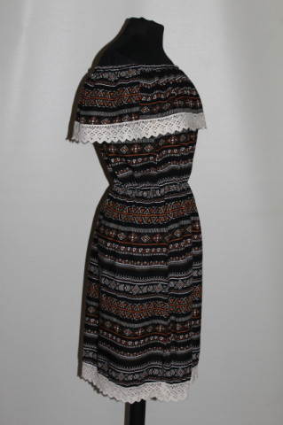 Rochie Julia Export repro anii ’70 – viscose negru cu print geometric - Img 5