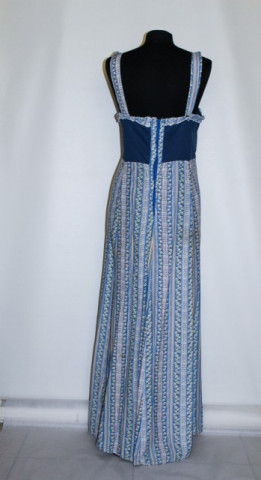 Rochie maxi albastra dungi si print floral anii '80