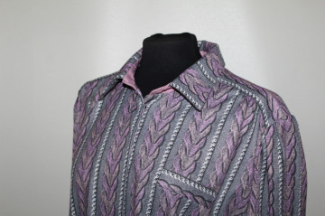Rochie print geometric roz și gri anii 70