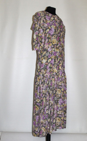 Rochie retro Maggy London din rayon cu print floral – anii ’80 - Img 4