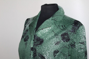 Rochie verde mentă print floral negru – vintage anii ’70 - Img 5