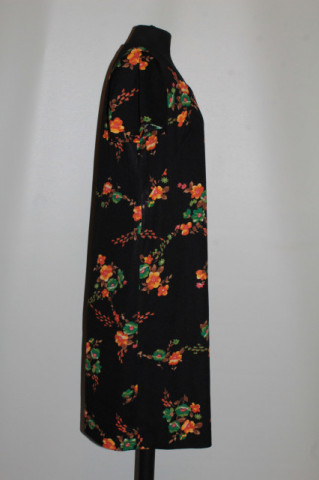 Rochie vintage – print floral portocaliu și verde, anii ’60‑’70 - Img 3