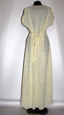 Rochie vintage anii ’30 cu motive vegetale pe fond galben - Img 3