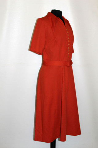 Rochie vintage cărămizie cu centură – anii ’70 - Img 4