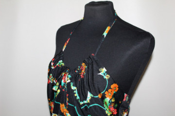 Rochie vintage cu spatele gol – print floral multicolor, anii ’70 - Img 5