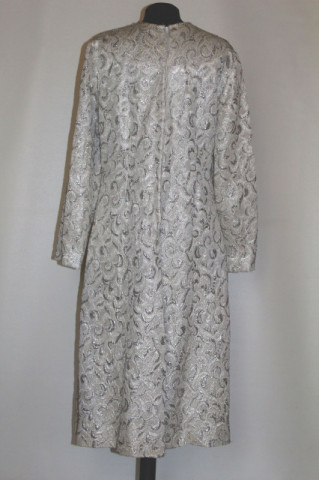 Rochie vintage de ocazie din brocart argintiu – anii ’60 - Img 2
