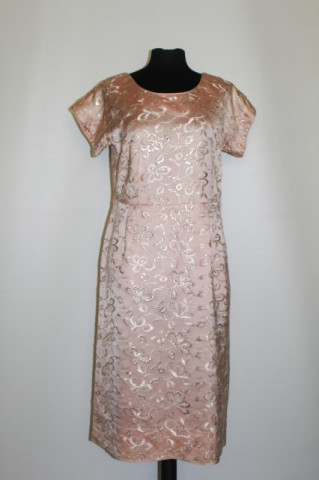 Rochie vintage de ocazie din brocart roz anii  '50