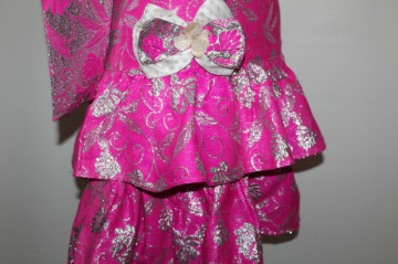 Rochie vintage de ocazie fucsia cu argintiu anii '60