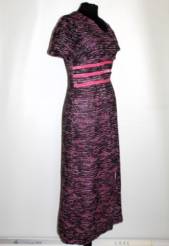 Rochie vintage de ocazie roz și negru anii ’60 – voal și catifea de mătase - Img 5