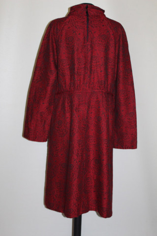 Rochie vintage din jacquard roșu și negru – anii ’60, stil chic - Img 3