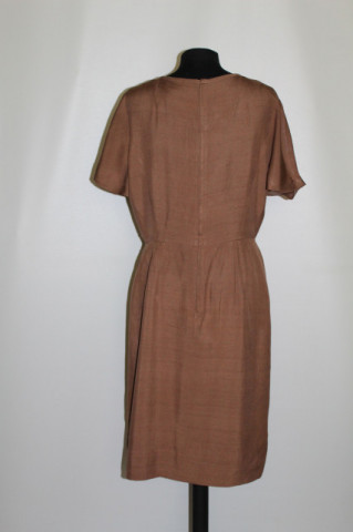 Rochie vintage din mătase naturală maro anii '50