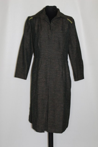 Rochie vintage din stofa verde muschi anii '50