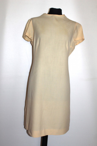 Rochie vintage galben deschis anii ’60 – stofă fină de lână, croială manuală
