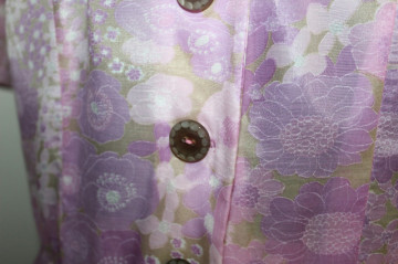 Rochie vintage lila din organdi cu print floral – anii ’50 - Img 5