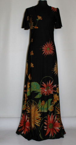 Rochie vintage maxi cu print floral mare – anii ’70