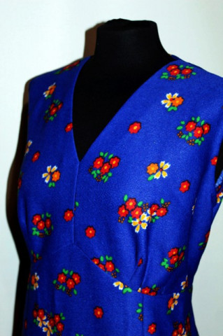 Rochie vintage maxi print floral multicolor anii '70