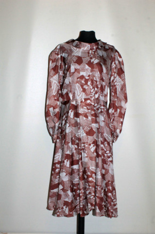 Rochie vintage midi cu print abstract maro – anii ’70