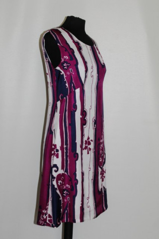 Rochie vintage mod violet, bleumarin si alb anii '60