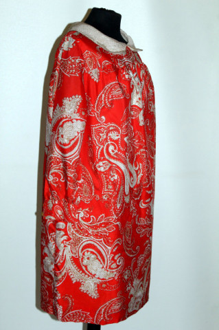 Rochie vintage paisley roșie din mătase artificială – anii ’60 - Img 4