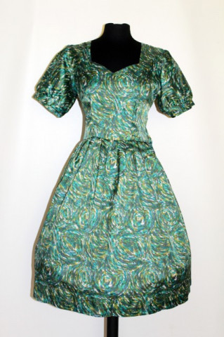 Rochie vintage print abstract verde anii '50