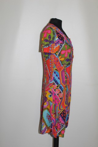 Rochie vintage print psihedelic multicolor anii 70 - Img 2